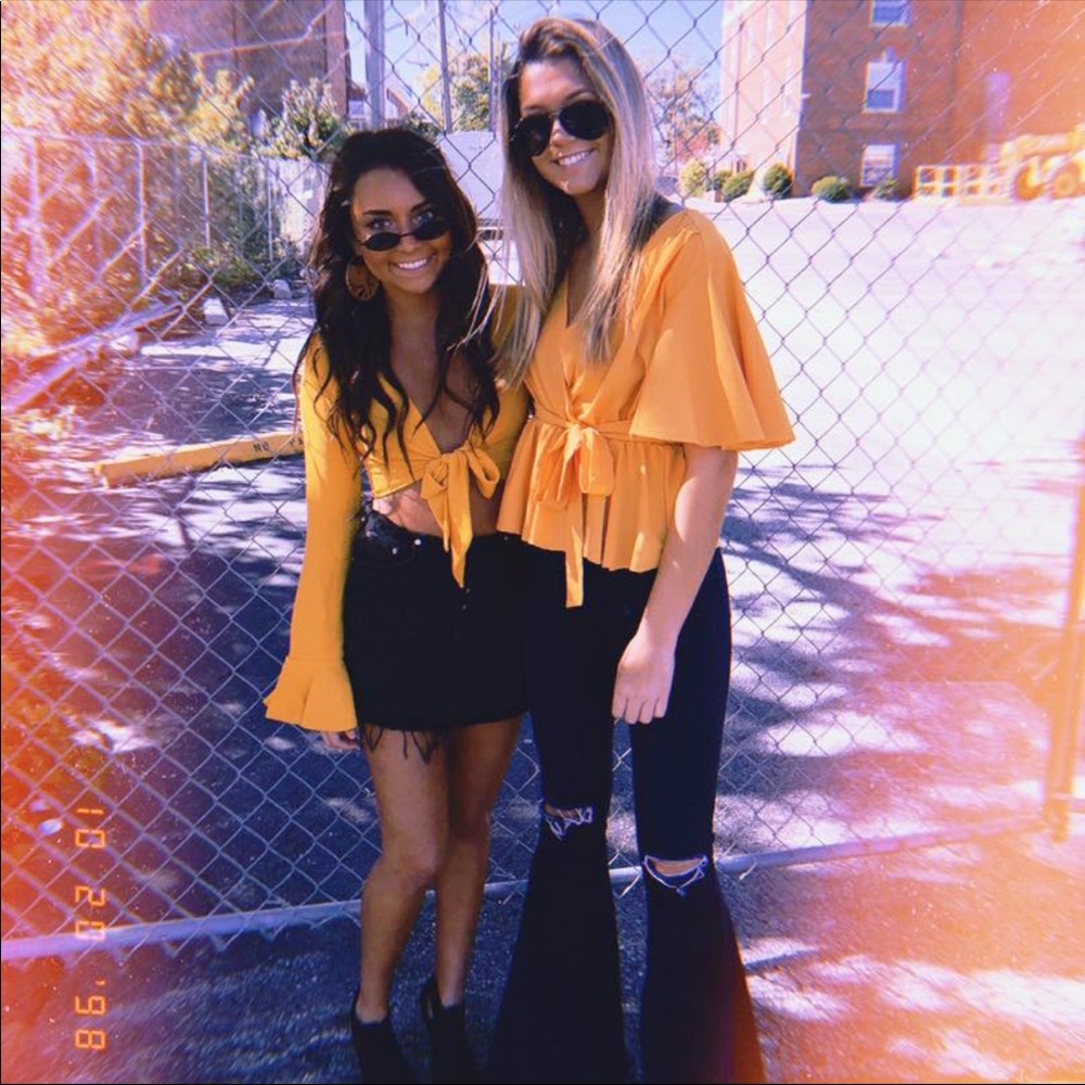 nasty gal, yellow tie top (right)